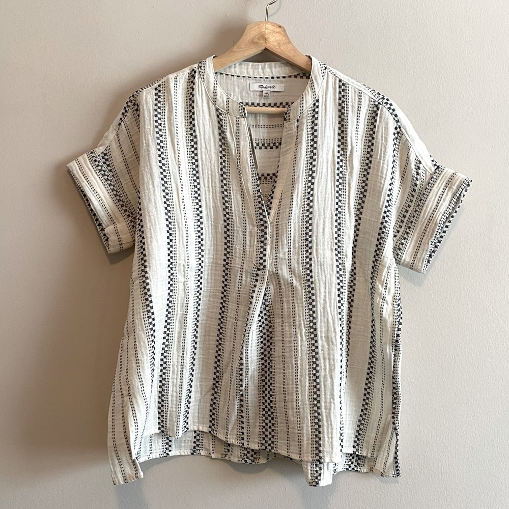 madewell | lightspun lakeline popover shirt in jacquard stripe